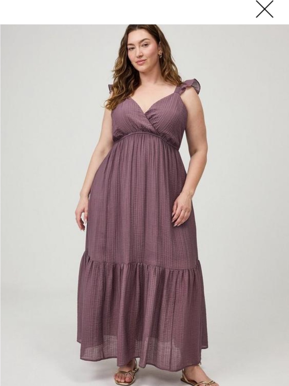 Plus Size Mauve Maxi Dress with Tie Shoulder